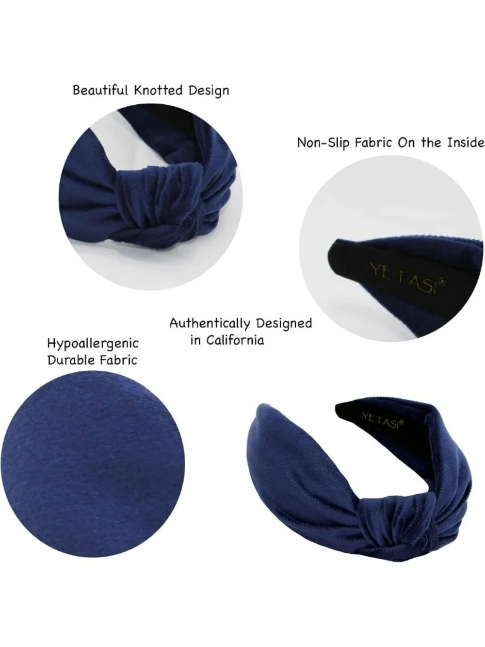 Trendy Navy Blue Velvet Knotted Headband for Women & Girls - Cute Fashion